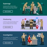 Agente investigativo Spy Horizontal Banners illustrazione di stock Agente investigativo Spy Horizontal Banners illustrazione di stock