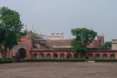 Agra India, Styczeń, - 8, 2012: Moti Masjid w Czerwonym Agra forcie Agr obraz royalty free Agra India, Styczeń, - 8, 2012: Moti Masjid w Czerwonym Agra forcie Agr obraz royalty free