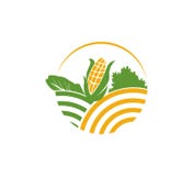 Organic Agriculture Crop Land Vector Logo Design Stock Illustration ...