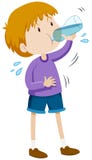 Agua potable del muchacho de la botella ilustración del vector Agua potable del muchacho de la botella ilustración del vector