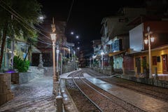 Aguas Calientes an 4am vor dem Sonnenaufgang, zum an Macchu Picchu auf dem 15. vom März 2019 zu gelangen stockfotografie Aguas Calientes an 4am vor dem Sonnenaufgang, zum an Macchu Picchu auf dem 15. vom März 2019 zu gelangen stockfotografie