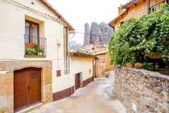 Aguero, Huesca, Spain stock photo. Image of crag, church ...