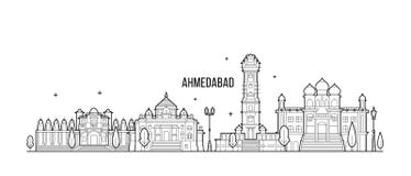 Ahmedabad Skyline Gujarati India City Vector Line Illustration Represents Its Most Notable Buildings Fully 135841253 