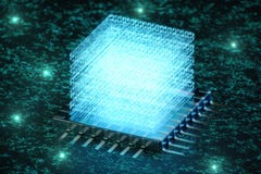 AI - artificial intelligence concept. Hologram above CPU. Machine learning. Central Computer Processors on the circuit royalty free illustration AI - artificial intelligence concept. Hologram above CPU. Machine learning. Central Computer Processors on the circuit royalty free illustration
