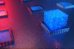 AI - artificial intelligence concept. Machine learning. Central Computer Processors on the circuit board with luminous stock illustration AI - artificial intelligence concept. Machine learning. Central Computer Processors on the circuit board with luminous stock illustration
