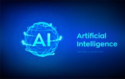 AI Logo d'intelligence artificielle Concept d'intelligence artificielle et d'apprentissage automatique Vague de grille de sph?re AI Logo d'intelligence artificielle Concept d'intelligence artificielle et d'apprentissage automatique Vague de grille de sph?re