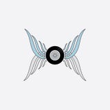 Ailes avec le logo de vecteur de roue Ensemble de vecteur d'icône d'aile illustration stock Ailes avec le logo de vecteur de roue Ensemble de vecteur d'icône d'aile illustration stock