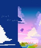Air balloon flight abstract banner vector illustration Air balloon flight abstract banner vector illustration