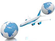 Airliner With Two Globe Stock Photography