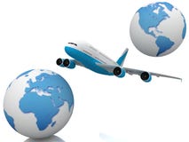 Airliner With Two Globe Stock Image