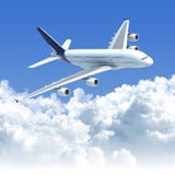 Airplane Flying Over The Clouds Side Front View Stock Photo Airplane Flying Over The Clouds Side Front View Stock Photo