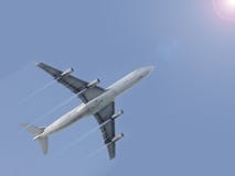 Airplane flying blue sky