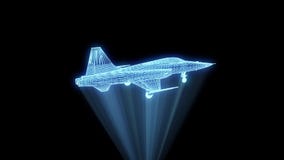 Airplane in Hologram Wireframe Style. Nice 3D Rendering