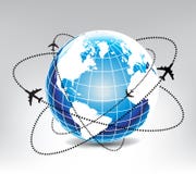 Airplane Route In Blue World Stock Image