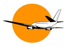 Airplane With Sun Stock Photography