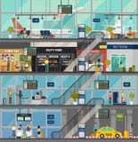 Airport building structure with rooms and people royalty free illustration Airport building structure with rooms and people royalty free illustration
