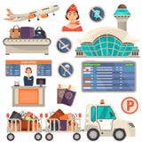 Airport color flat icons set. Color flat illustrations vector illustration Airport color flat icons set. Color flat illustrations vector illustration