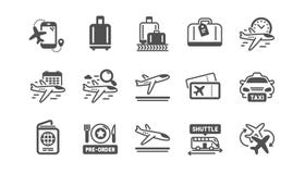 Airport Icons Set Baggage Claim Boarding Pass Arrival And Departure Vector Stock Vector Illustration Of Preorder Calendar 185945583
