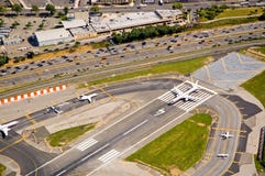 Airport runway airplanes