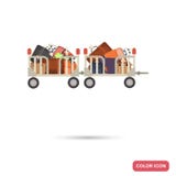 Airport tractor trolley with luggage color flat icon Vector Illustration Airport tractor trolley with luggage color flat icon Vector Illustration