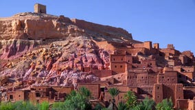 Ait Ben Haddou (or Ait Benhaddou) is a fortified city along the former caravan route between the Sahara and Marrakech in Morocco royalty free stock image Ait Ben Haddou (or Ait Benhaddou) is a fortified city along the former caravan route between the Sahara and Marrakech in Morocco royalty free stock image