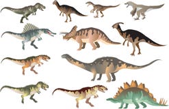 Ajustado de Dinosaurus T-rex, Stegosaurus, Pacycephalosaurus, Triceratop - ilustração do vetor ilustração stock Ajustado de Dinosaurus T-rex, Stegosaurus, Pacycephalosaurus, Triceratop - ilustração do vetor ilustração stock