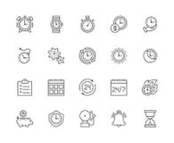 Ajuste da linha ícones da gestão de tempo Calendário, programação, lista de verificação, temporizador e mais ilustração royalty free Ajuste da linha ícones da gestão de tempo Calendário, programação, lista de verificação, temporizador e mais ilustração royalty free
