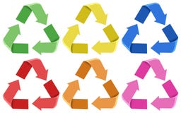 Ajuste de colorido reciclam ícones ilustração do vetor Ajuste de colorido reciclam ícones ilustração do vetor