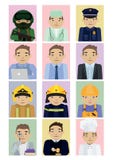 Ajuste de 12 profissões diferentes Ilustrações do vetor nos desenhos animados e no estilo liso ilustração stock Ajuste de 12 profissões diferentes Ilustrações do vetor nos desenhos animados e no estilo liso ilustração stock