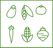 Ajuste dos ícones sobre alguns vegetais ilustração do vetor Ajuste dos ícones sobre alguns vegetais ilustração do vetor