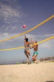 Ajustement de femme et d'homme, fort, sain, faisant le sport sur la plage Concept de volleyball de plage Les couples ont l'amusem photographie stock Ajustement de femme et d'homme, fort, sain, faisant le sport sur la plage Concept de volleyball de plage Les couples ont l'amusem photographie stock