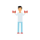 Aktywna nastoletnia chłopiec ćwiczy z dumbells, aktywna stylu życia wektoru ilustracja ilustracji Aktywna nastoletnia chłopiec ćwiczy z dumbells, aktywna stylu życia wektoru ilustracja ilustracji