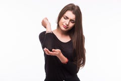 Akute Schmerz in einem Frauenwinkelstück stockfotografie Akute Schmerz in einem Frauenwinkelstück stockfotografie
