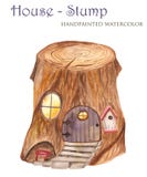 Akwarela fiszorek jest domem dla gnomów ilustracja wektor Akwarela fiszorek jest domem dla gnomów ilustracja wektor