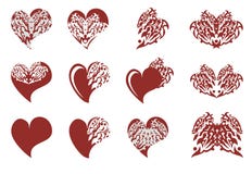 Ala del dragón y corazones adornados de los dragones ilustración del vector Ala del dragón y corazones adornados de los dragones ilustración del vector
