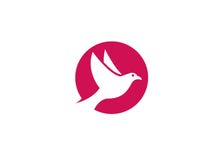 Alas abiertas del pájaro o del doce y volar dentro de un círculo para el logotipo stock de ilustración Alas abiertas del pájaro o del doce y volar dentro de un círculo para el logotipo stock de ilustración