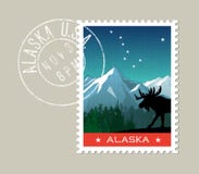 Alaska góry sceniczny krajobraz z łosiem amerykańskim royalty ilustracja Alaska góry sceniczny krajobraz z łosiem amerykańskim royalty ilustracja