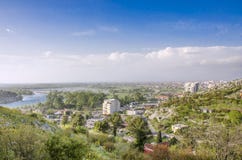 Albanien - Shkodra Shkodà ”r-—sikt från den Rozafa slotten arkivbild Albanien - Shkodra Shkodà ”r-—sikt från den Rozafa slotten arkivbild