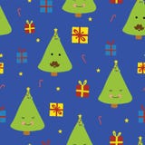 Alberi di Natale svegli di divertimento con i fronti con i baffi royalty illustrazione gratis Alberi di Natale svegli di divertimento con i fronti con i baffi royalty illustrazione gratis