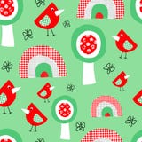 Alberi svegli degli uccelli e modello senza cuciture dell'arcobaleno per i bambini Fondo puerile di stile del collage per i bambi illustrazione vettoriale Alberi svegli degli uccelli e modello senza cuciture dell'arcobaleno per i bambini Fondo puerile di stile del collage per i bambi illustrazione vettoriale