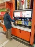 People serving carbonated drinks in the burger king. royalty free stock photos People serving carbonated drinks in the burger king. royalty free stock photos