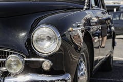 Alfa Romeo Super 1900 rok 1957, rocznika Włoski samochód policyjny, zakończenie w górę obraz stock Alfa Romeo Super 1900 rok 1957, rocznika Włoski samochód policyjny, zakończenie w górę obraz stock