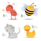 Alfabet met dieren van A aan D vector illustratie Alfabet met dieren van A aan D vector illustratie