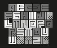 Alfabeto geometrico del labirinto Le lettere insolite isolate delle mattonelle hanno messo, fonte bianca di vettore astratto su f royalty illustrazione gratis Alfabeto geometrico del labirinto Le lettere insolite isolate delle mattonelle hanno messo, fonte bianca di vettore astratto su f royalty illustrazione gratis