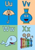 Alfabeto U-X del jardín de la infancia ilustración del vector Alfabeto U-X del jardín de la infancia ilustración del vector