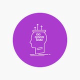 Algoritmo, cérebro, conclusão, processo, linha branca de pensamento ícone no fundo do círculo Ilustra??o do ?cone do vetor ilustração stock Algoritmo, cérebro, conclusão, processo, linha branca de pensamento ícone no fundo do círculo Ilustra??o do ?cone do vetor ilustração stock