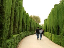Curved pathway in the famous gardens of Alhambra, Spain royalty free stock images Curved pathway in the famous gardens of Alhambra, Spain royalty free stock images