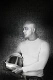 Alien future silver astronaut helmet man profile