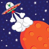 Alien Spaceship Blast-off Birthday Party. Cute little Martian blasts off from his planet Royalty Free Stock Image Alien Spaceship Blast-off Birthday Party. Cute little Martian blasts off from his planet Royalty Free Stock Image