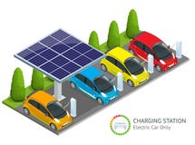 Alimentation d'énergie pour le remplissage de voiture électrique Vecteur de station de charge de voiture électrique Technologies illustration stock Alimentation d'énergie pour le remplissage de voiture électrique Vecteur de station de charge de voiture électrique Technologies illustration stock